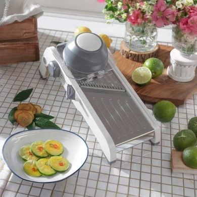 Тёрка-овощерезка с 18 сменными насадками MULTIFUNCTIONAL MANDOLIN SLICER A43 Белая с серым