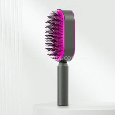Массажная 3D расческа для волос Central Hollow Cushion Comb Серая с розовым