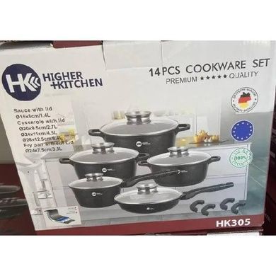 Набор посуды гранитный + набор утвари 17 предметов HIGHER+KITCHEN HK-305 Черный