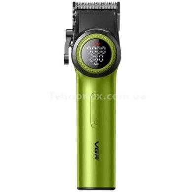 Машинка для стрижки волос аккумуляторная с 10 насадками и LED дисплеем VGR V-001 Зеленый
