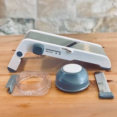 Тёрка-овощерезка с 18 сменными насадками MULTIFUNCTIONAL MANDOLIN SLICER A43 Белая с серым