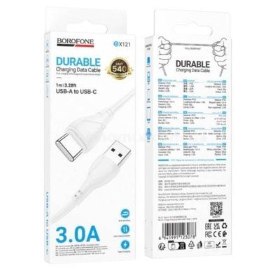 Кабель для заряджання 15W USB BOROFONE BX121 USB-Type-C 3A 1м Білий