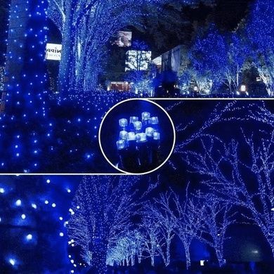 Гірлянда вулична лінійна 8м 80LED 220V wire still 4486 AND 9-5 Чорний дріт, синє світло