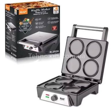 Вафельниця для панкейків з антипригарним покриттям 1600Вт Sandwich machine R.2520 RAF Чорна