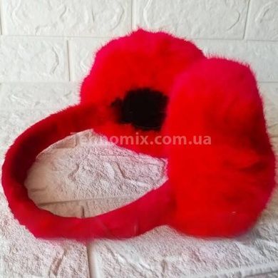 Теплые наушники из искусственного меха Красные