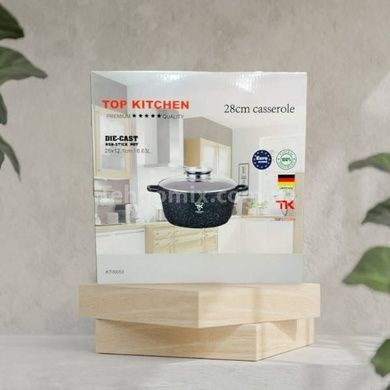 Кастрюля круглая с крышкой 6,63л 28см Top Kitchen TК00053 Черная