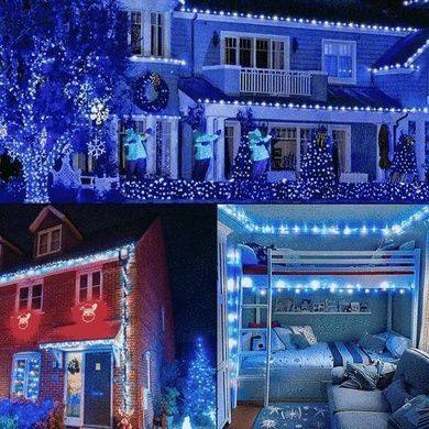 Гірлянда вулична лінійна 8м 80LED 220V wire still 4486 AND 9-5 Чорний дріт, синє світло