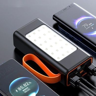 Power Bank 100000 mAh з ремінцем та ліхтарем YM-655 Чорний