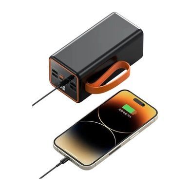 Power Bank 100000 mAh з ремінцем та ліхтарем YM-655 Чорний