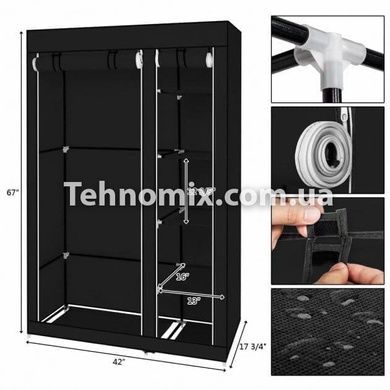 Складной тканевый шкаф Storage Wardrobe 68110 Черный