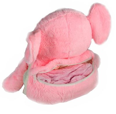 Іграшка-подушка Слоник з пледом 3 в 1 Рожевий