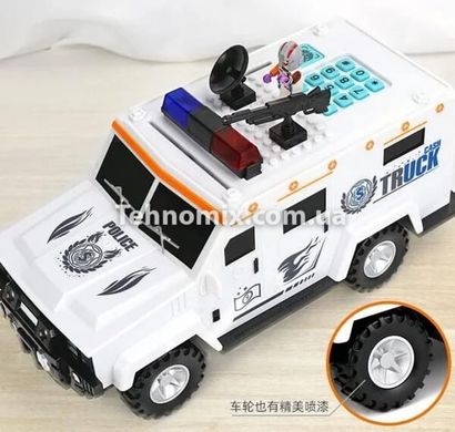 Машинка копилка с кодовым замком и отпечатком Cash Truck Hummer Bank Series Белая