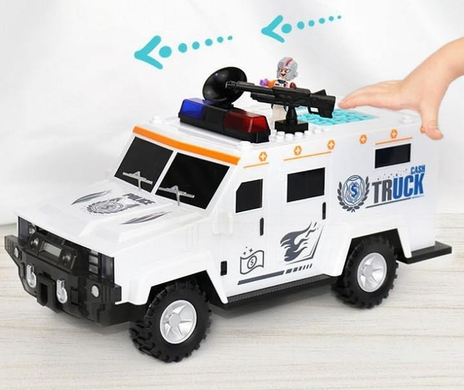 Машинка скарбничка з кодовим замком і відбитком Cash Truck Hummer Bank Series Біла
