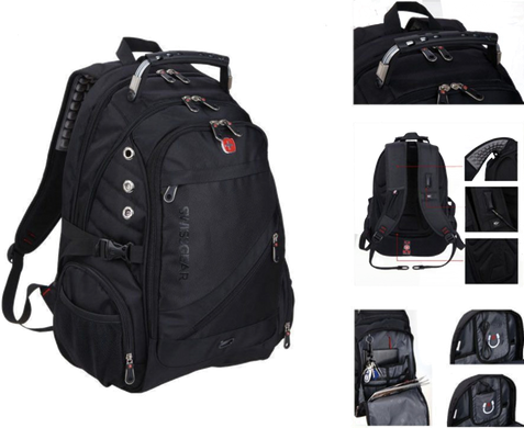 Рюкзак Swiss gea 8810 с дождевиком + замок в подарок Black