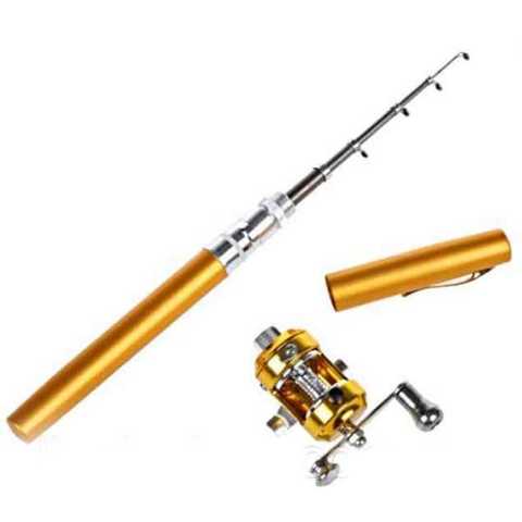 Складная мини удочка 97 см Fishing Rod In Pen Case Gold