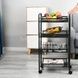 Этажерка органайзер на 4 полки 81*27*7,5см на колесиках металлическая Черная