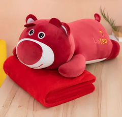 Іграшка-подушка ведмедик Lotso з пледом 3в1 Бордовий