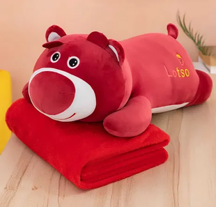 Игрушка-подушка мишка Lotso с пледом 3в1 Бордовый