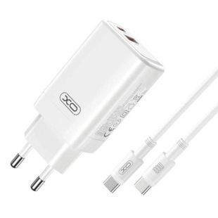 Мережевий зарядний пристрій блок живлення XO CE17 EU65W gallium nitride 1USB-C 65W/1USB-A18W