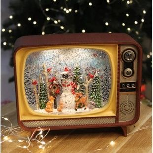 Новорічний нічник Ретро телевізор XMAS WDL-24034B Коричневий