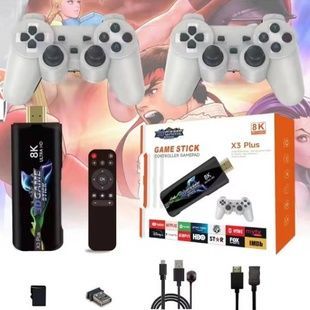 Ігрова приставка із двома джойстиками Game Stick X3 Plus Чорна з білим