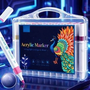 Набір акрилових маркерів 24шт у прозорому боксі Acrylic Marker MAP-03