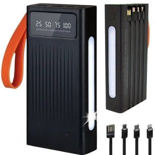 Power Bank 30000 mAh із вбудованими кабелями Type-C, Lightning, MicroUSB
