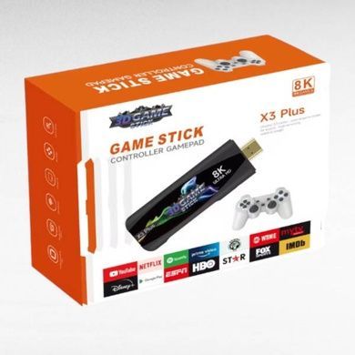 Игровая приставка с двумя джойстиками Game Stick X3 Plus Черная с белым