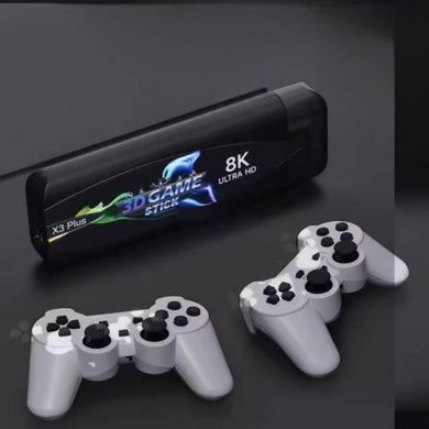Игровая приставка с двумя джойстиками Game Stick X3 Plus Черная с белым