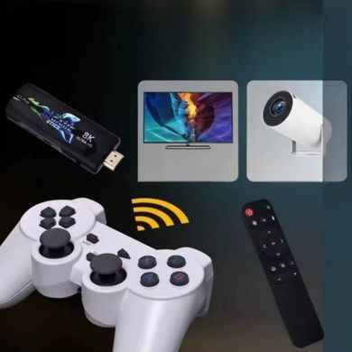 Игровая приставка с двумя джойстиками Game Stick X3 Plus Черная с белым