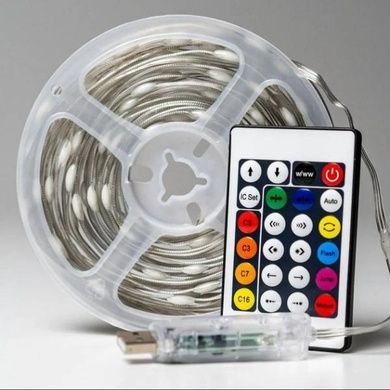 Стрічка світлодіодна з додатком для смартфона та пультом керування 10м USB Biom RGB 3939BT Біла