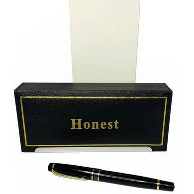 Ручка шариковая металлическая в подарочном футляре Honest 2021 Черная с золотыми вставками