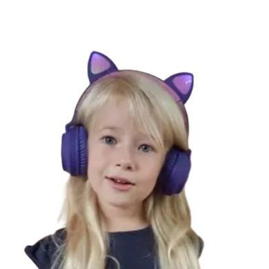 Беспроводные Bluetooth наушники с кошачьими ушками LED BT-028C Фиолетовые