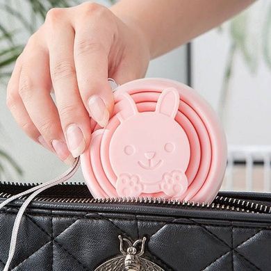 Силиконовый складной стакан Collapsible 200 мл розовый заец