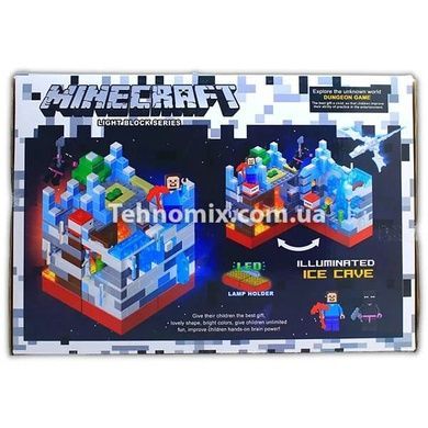 Конструктор Minecraft Замерзла Шахта з LED підсвічуванням 340 деталей Синій