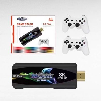 Игровая приставка с двумя джойстиками Game Stick X3 Plus Черная с белым