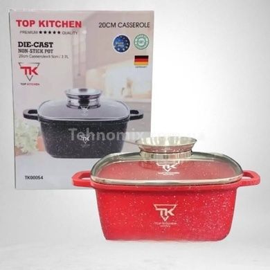 Каструля квадратна з кришкою 2,7л 20см Top Kitchen TК00054 Червона