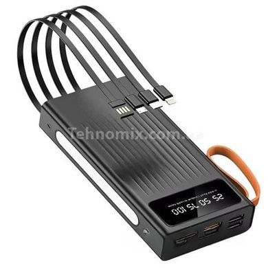 Power Bank 30000 mAh із вбудованими кабелями Type-C, Lightning, MicroUSB