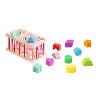 Сортер деревянный, стенки с резинками, 12 фигурок WToys C 60434