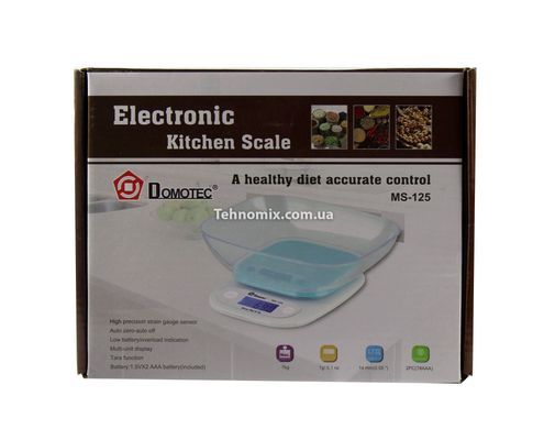 Ваги кухонні електронні Domotec ACS 125 (до 7 кг) зі знімною чашею Помаранчеві