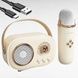 Караоке з мікрофоном на акумуляторі Ретро Bluetooth Бежевий
