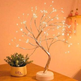 Нічник Дерево 108LED 3AAA 8 режимів мерехтіння тепле світло Сріблястий