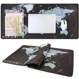 Коврик для компьютерной мыши 90*40см 3мм black map Черный с картой мира