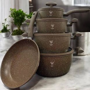 Набір посуду з кришками з антипригарним покриттям 9 предметів Тор Kitchen ТК00098 Коричневий