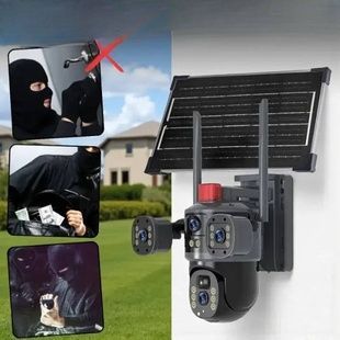 Камера видеонаблюдения уличная с солнечной панелью Wi-Fi IP66 4G 12mp JE-190-2 Черная