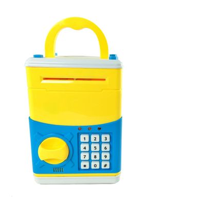 Детский сейф-копилка Cartoon Bank с кодовым замком желто-голубой