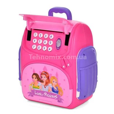 Дитячий рюкзак-сейф з кодовим замком, купюроприймачем та відбитком пальця Рожевий