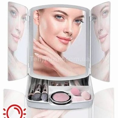 Настольное зеркало с отсеком для хранения косметики и подсветкой My fold away Белое