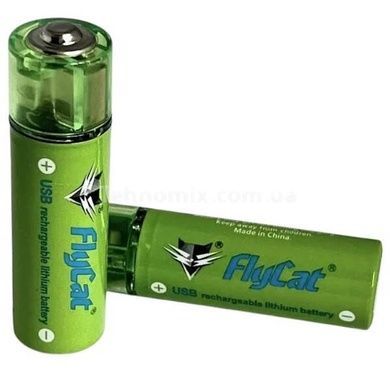 Комплект 2 аккумулятора 1,5V 1500mаh с USB зарядкой от повербанка в виде батарейки FluCat Салатовый