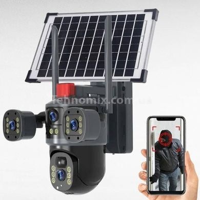 Камера видеонаблюдения уличная с солнечной панелью Wi-Fi IP66 4G 12mp JE-190-2 Черная
